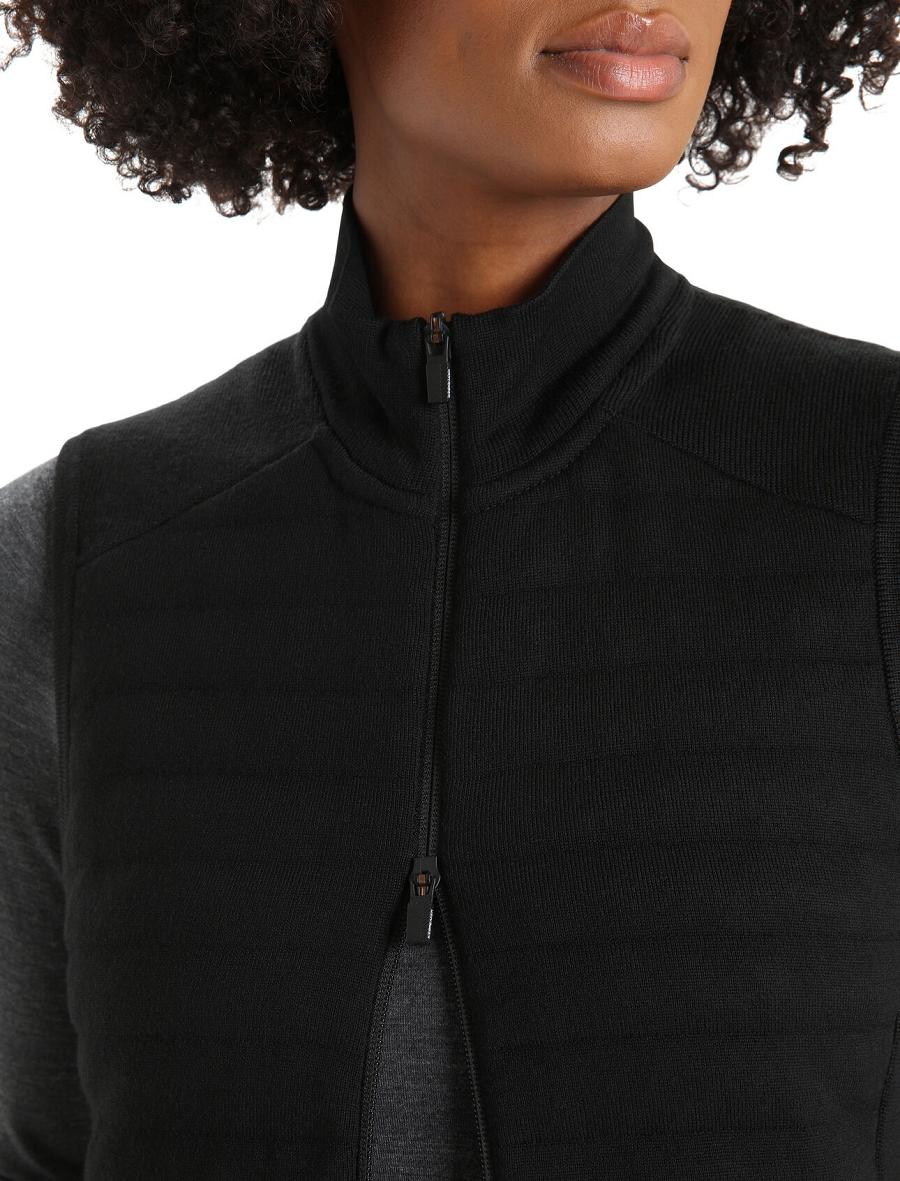 Black Icebreaker ZoneKnit™ Merino Insulated Women's Vest | AU 1558KORI